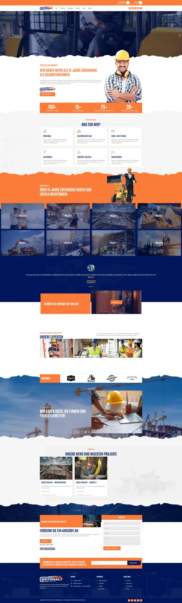 Bauunternehmen 1 Musterwebsite Screenshot 1
