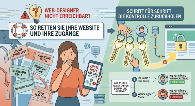 Webdesigner nicht erreichbar? So retten Sie Ihre Website und Ihre Zugänge